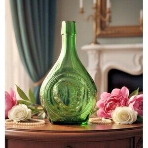 1971 Wheaton Robert Kennedy Commemorative Green Glass Bottle Vintage 8.5 Inch